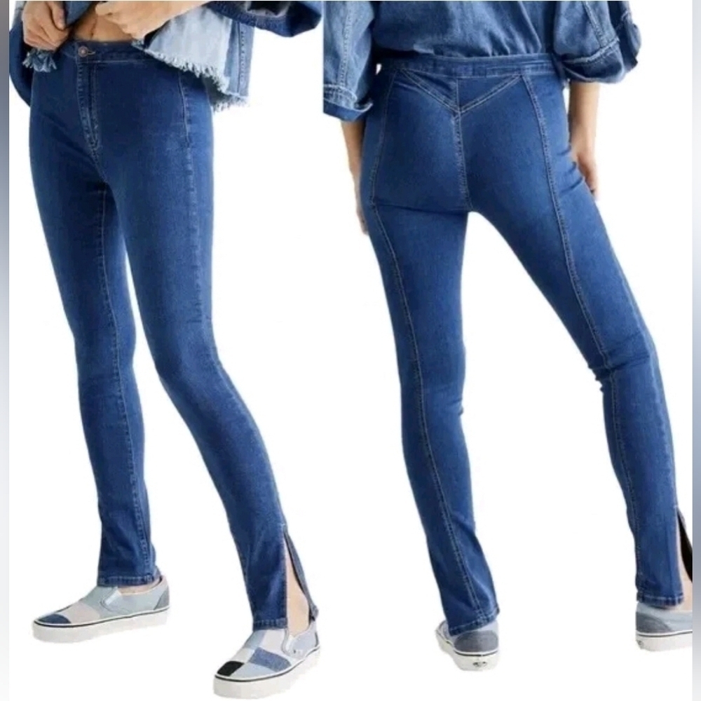 We The Free Free PeopWomen's Nightshade Blue Riley Slit Skinny Jeans 27 Stretchy